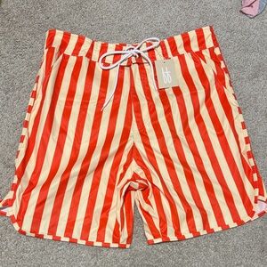Striped orange and White Men's Shorts